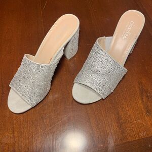 Charles By Charles David Silver Embellished Mules